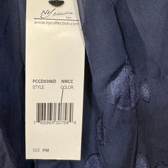 NY Collection Womens Midi Fit & Flare Dress Size Petite Medium Navy Coquette New - Picture 5 of 16